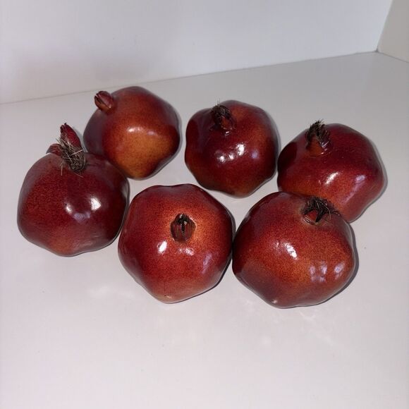 Pomegranate Faux Fruit Bowl Filler Set of 6 Red Home Table Decor - Picture 1 of 9